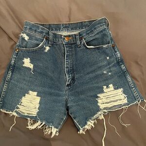 Custom distressed wrangler shorts